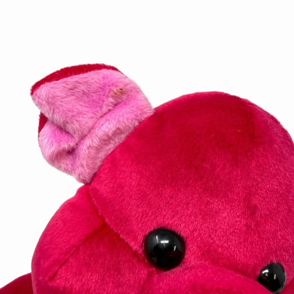 Kellytoy Magenta Pink Pig Plush Stuffed Animal Bean Bag Toy with‎ Ribbon 9 inch